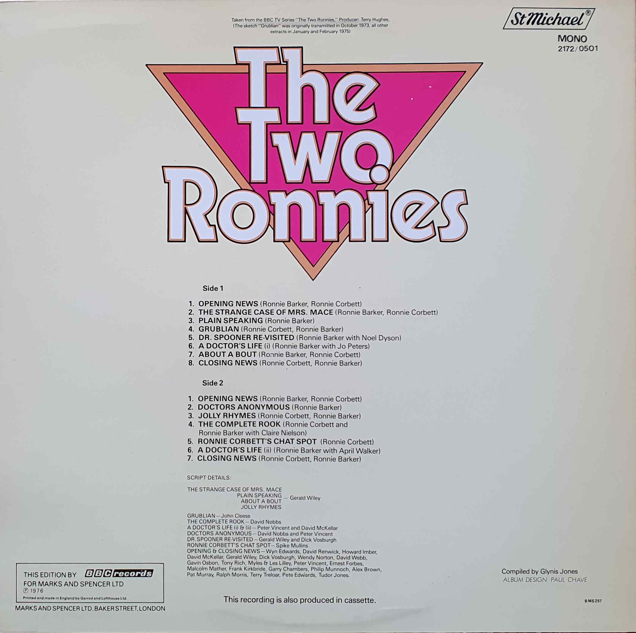 Picture of 2172 0501 The two Ronnies by artist Ronnie Barker / Ronnie Corbett from the BBC records and Tapes library